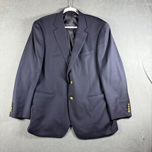 Lauren Ralph Lauren Mens 42R Navy Blue 100% Wool 2-Button Blazer Gold Buttons